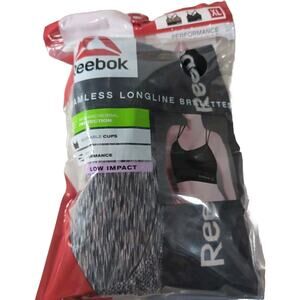 NIP Reebok Women's 2-Pack Seamless Longline Bralette, Size XL Low Impact